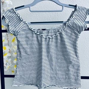 PacSun John Galt Striped Off The Shoulder Short Sleeve Top Size OS